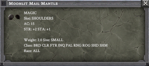 MOONLIT MAIL MANTLE in-game item card